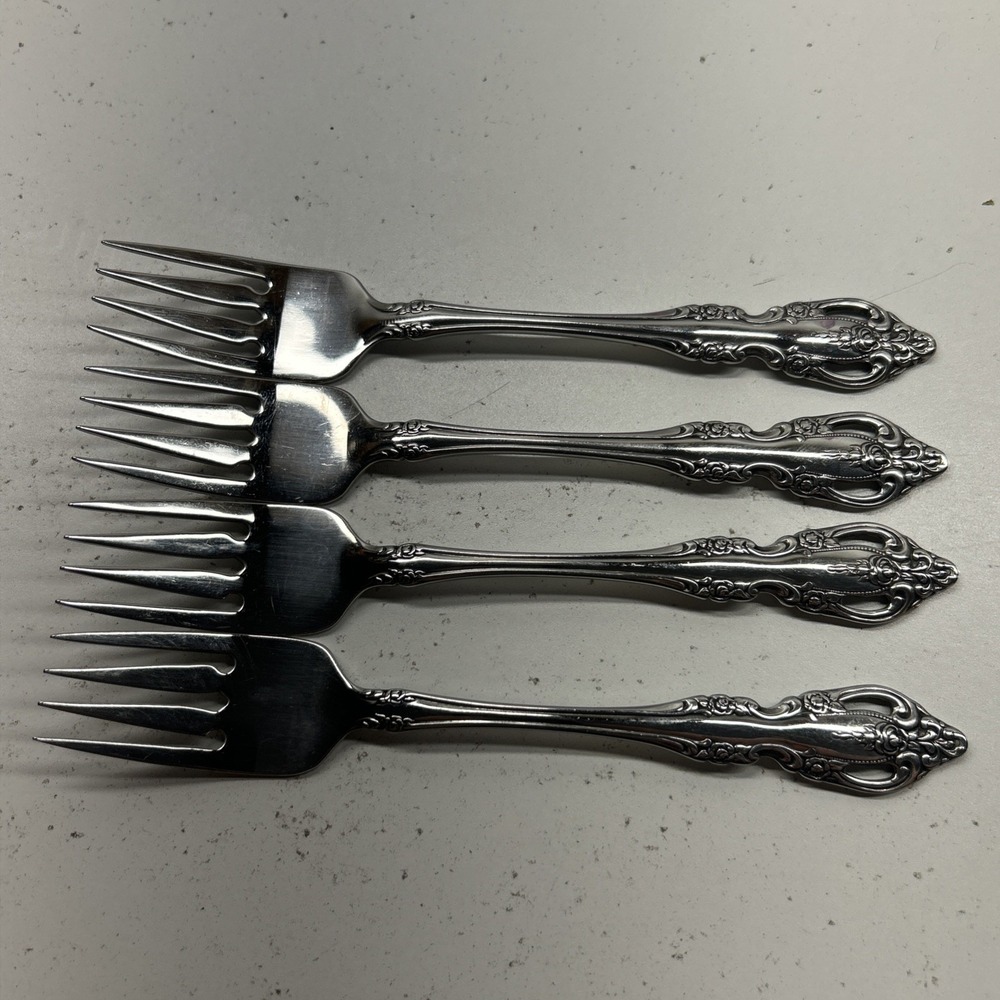 Oneida Community Brahms Salad Forks 6 3/4" Floral Rose Flatware Set of 4